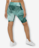 Mint Marble Print Biker Shorts